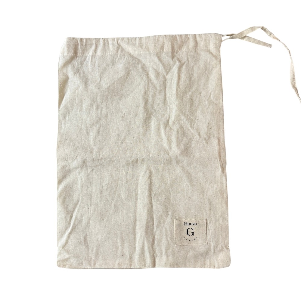 Hunza‎ G London Cream Cotton Drawstring Dust Bag Storage Travel Pouch 14.5x10